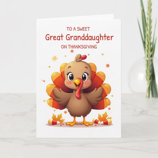 Carte Great Granddaughter Thanksgiving Sweet Candy Corn (Devant)