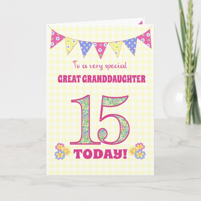 Carte Great Grandgirl 15th Birthday Primroses Card (Devant)