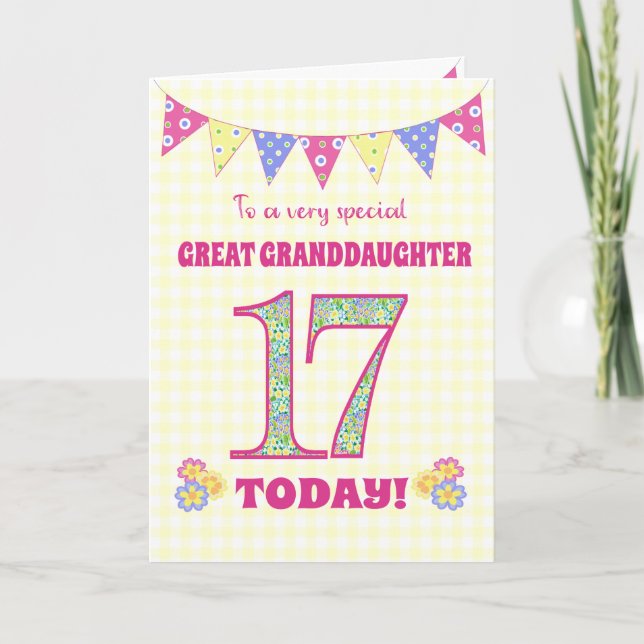 Carte Great Grandgirl 17th Birthday Primroses Card (Devant)