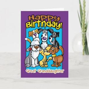 Carte Great Grandgirl, Chiens de fête d'anniversaire, Lo