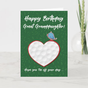 Carte Great Grandgirl Golf Sports Coeur Anniversaire