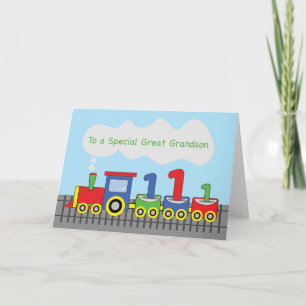 Carte Great Grandson 1er Anniversaire Colorée Train Trac