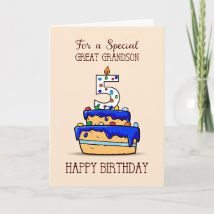 Carte Great Grandson 5e anniversaire, 5 sur Sweet Blue C
