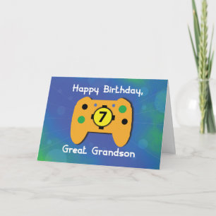 Carte Great Grandson 7 Year Old Birthday Game Controller