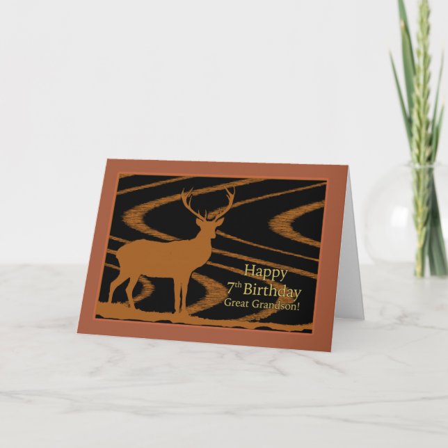 Carte Great Grandson 7e anniversaire Buck in Field (Devant)
