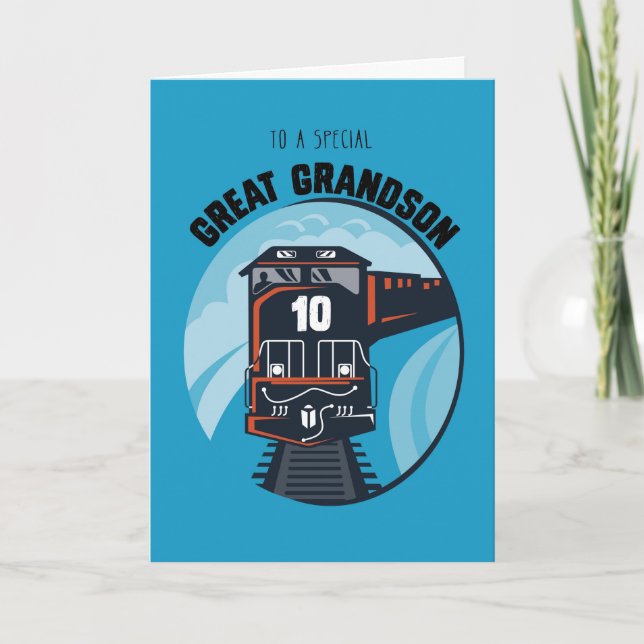 Carte Great Grandson train du 10e anniversaire, Little B (Devant)