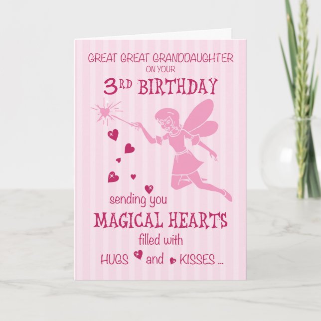 Carte Great Great Grandgirl 3e anniversaire Fai magique (Devant)