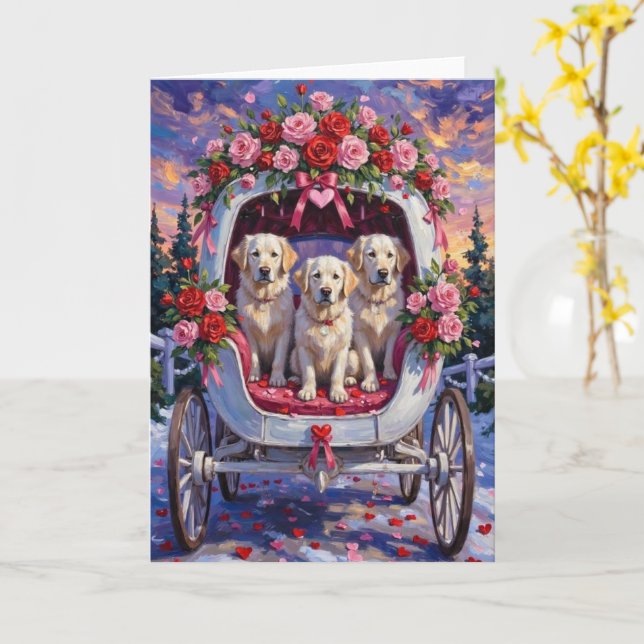 Carte Great Pyrenees Dog Valentine's Day  (Fleur jaune)