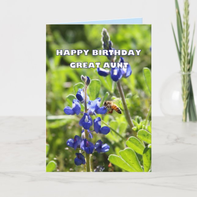 Carte Great Tante Texas Bluebonnet Joyeux anniversaire (Devant)