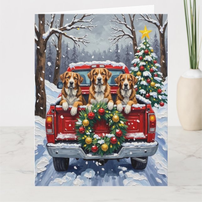Carte Greater Swiss Mountain Dog Christmas Red Truck (Devant)