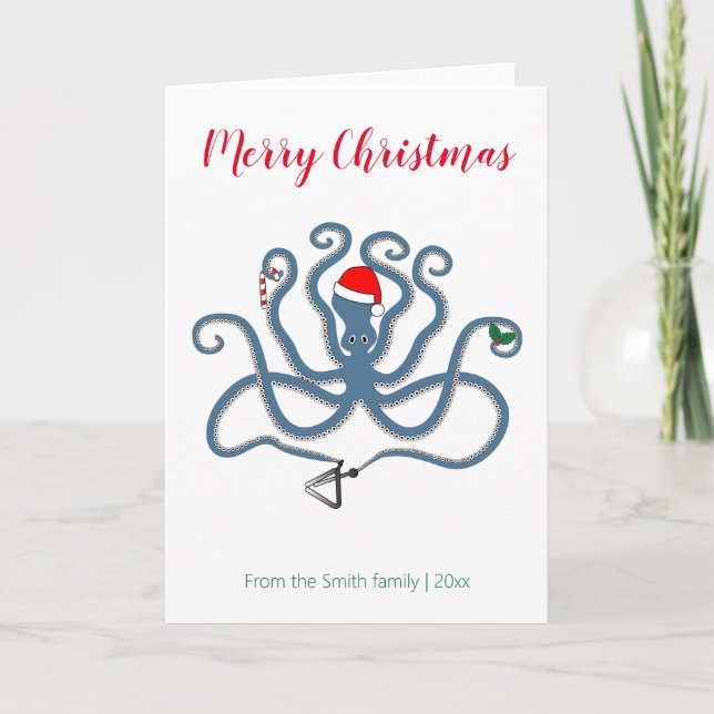 Carte Grec drôle / Minoan Octopus Noël Caroling (Devant)