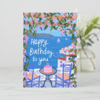 Grèce Terrasse Vues Art Peinture Joyeux anniversai
