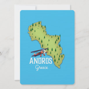 Carte grecque Andros affiche illustrée
