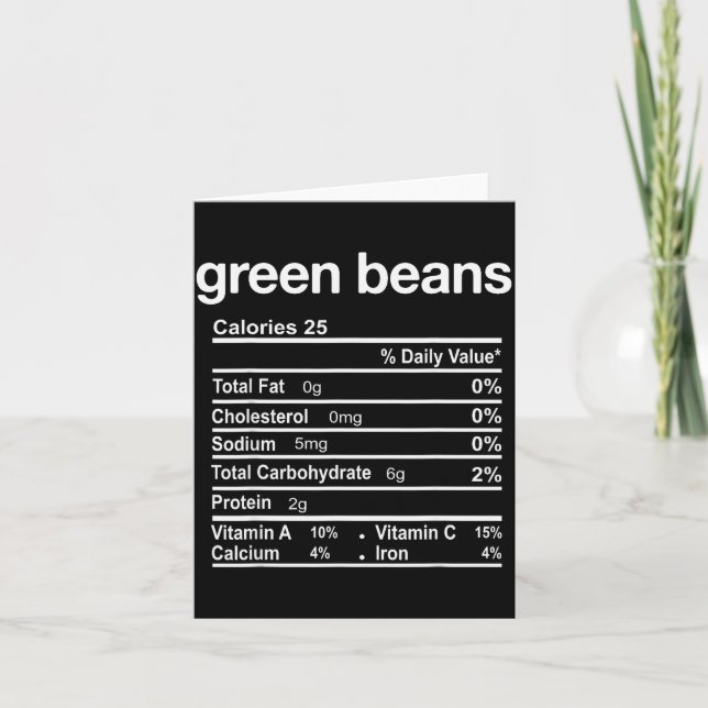 Carte Green Beans Nutrition Facts Funny Thanksgiving Chr (Devant)