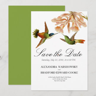 Carte Green Elegant Mariage Colibri Lily