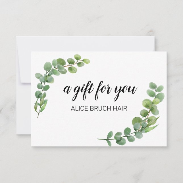 Carte Green Eucalyptus Moderne Simple Certificat Cadeau (Devant)