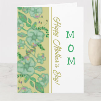 Carte Green Foliage Floral Gold Mother's Day Card