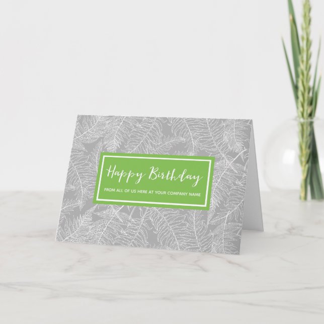 Carte Green Grey Ferns Business De Groupe Anniversaire (Devant)