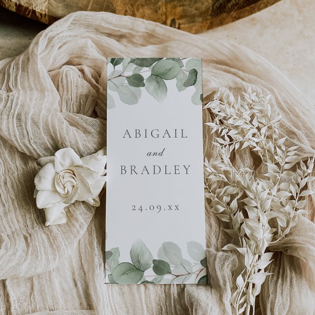 Carte Green Leaf Elegant Modern Mariage Ceremony Program (Créateur téléchargé)