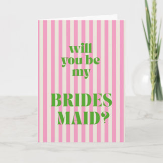 Carte Green + Pink Modern Stripe Bridesmaid Proposal