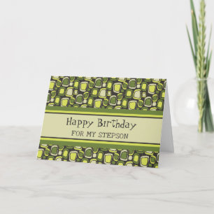 Carte Green Retro Stepson Anniversaire