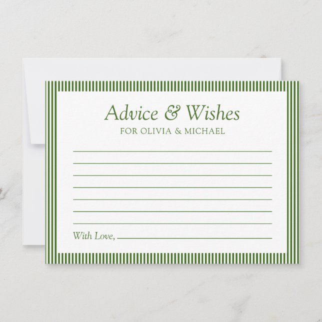Carte Green Simple Mariage Conseils et Wings (Devant)