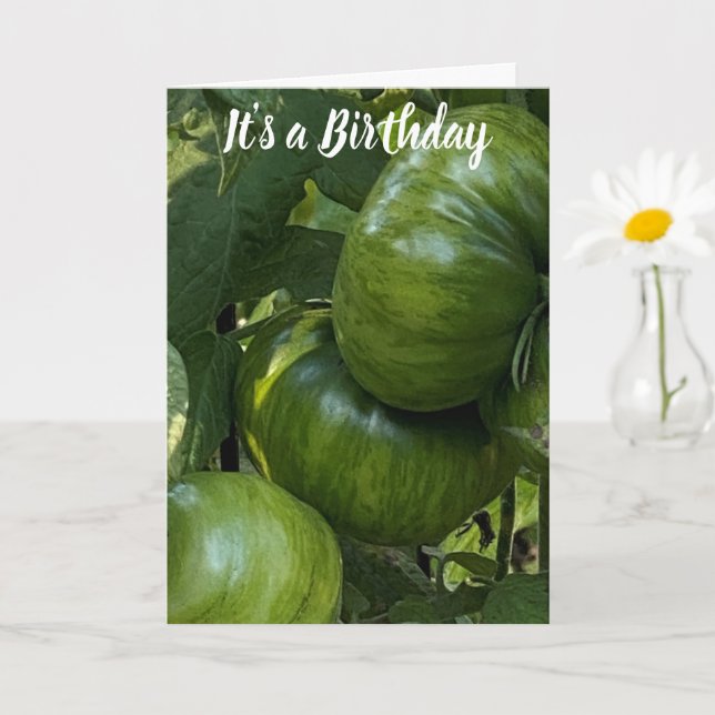 CARTE GREEN TOMATO VEGETABLE GARDEN BIRTHDAY CARD (Petite plante)