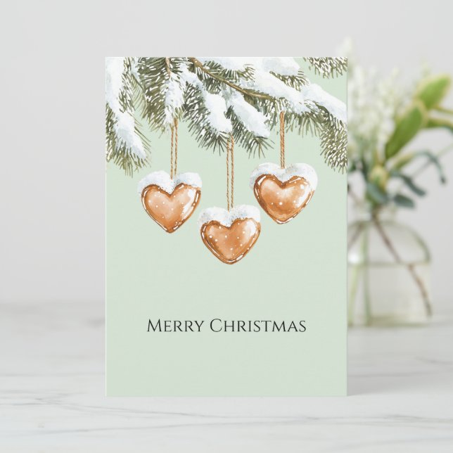 Carte Green Warm Creamy Caramel Hearts Christmas Tree  (Debout devant)