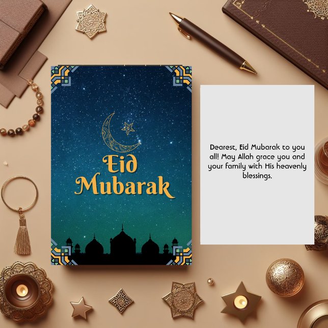 Carte Green Yellow Eid Moubarak (Créateur téléchargé)