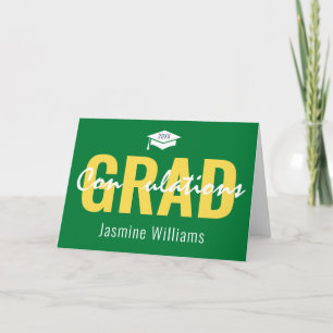 Carte Green Yellow White Congradulations Gradué