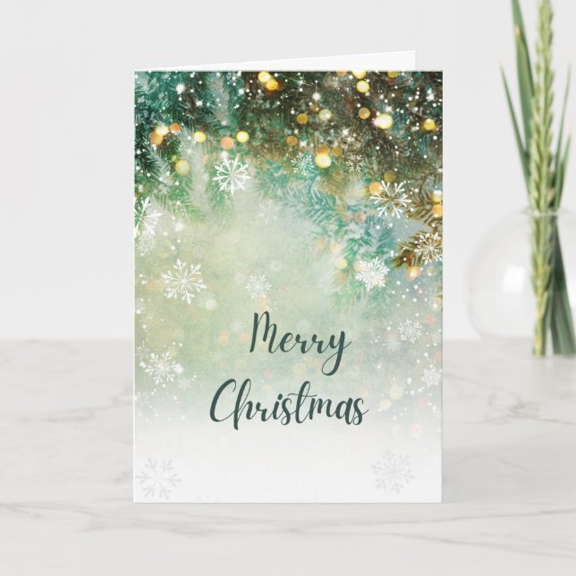 Carte Greens, blues & Godl Merry Christmas  (Devant)
