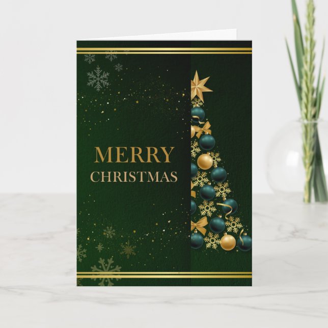 Carte Greens & Golds "Merry Christmas" Christmas card (Devant)