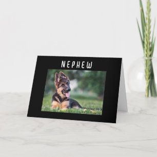 CARTE GREMAN SHEPHARD DIT "HAPPY BANTHDAY NEPHEW CARD"