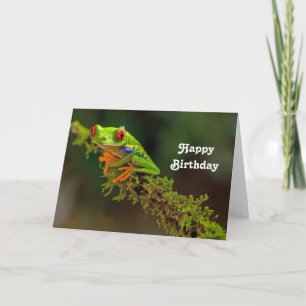 Carte Grenouille à arbre rouge photo Anniversaire