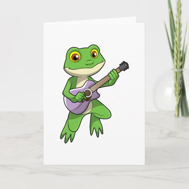 Carte Grenouille à la musique avec guitare (Devant)
