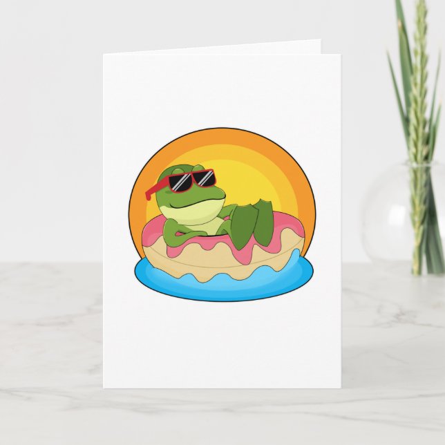 Carte Grenouille à la natation avec des lunettes de sole (Devant)