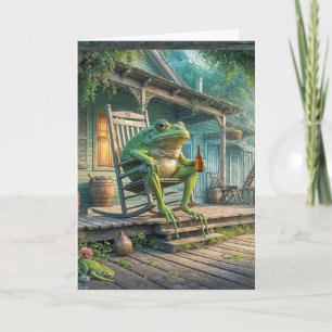 Carte Grenouille Assis Dans Une Chaise À Rocher