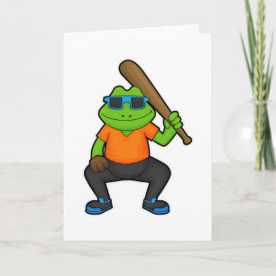 Carte Grenouille au baseball avec batte de baseball et l