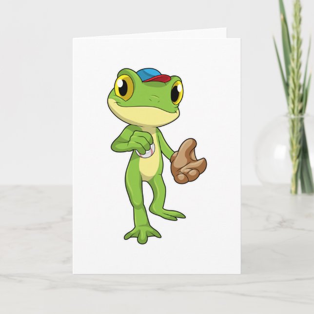 Carte Grenouille au baseball avec gant de baseball (Devant)