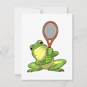 Carte Grenouille au tennis avec raquette de tennis