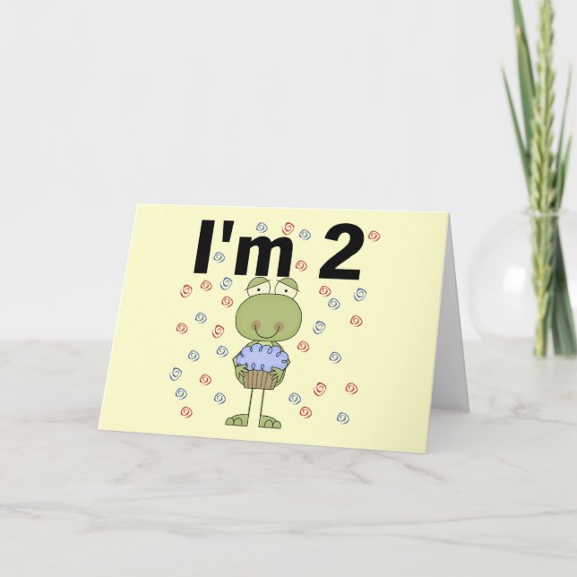 Carte Grenouille avec Cupcake 2e chemises d'anniversaire (Devant)