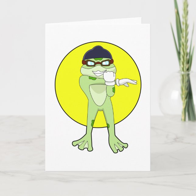 Carte Grenouille avec lunettes de natation (Devant)