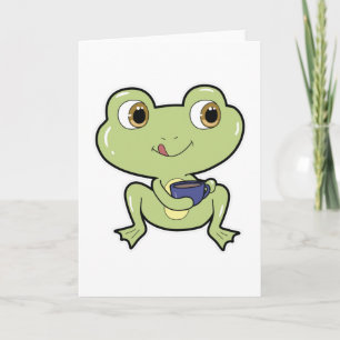 Carte Grenouille avec tasse de café