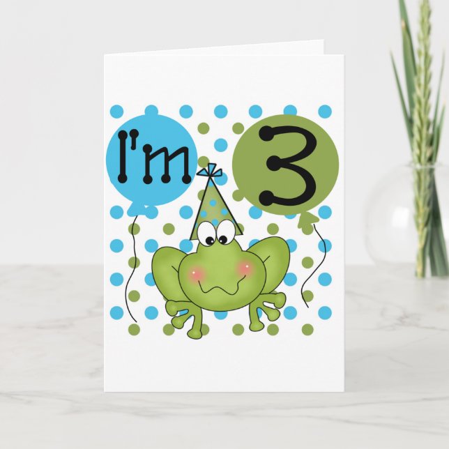 Carte Grenouille Bleue 3ème Anniversaire Tshirts et cade (Devant)