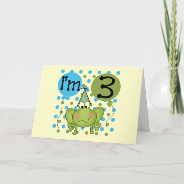 Carte Grenouille Bleue 3ème Anniversaire Tshirts et cade (Devant)