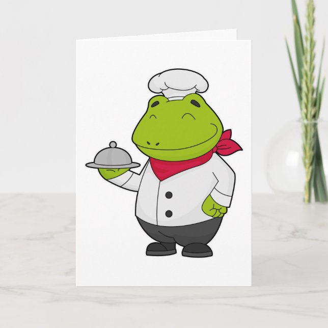 Carte Grenouille comme cuisinier avec plat (Devant)