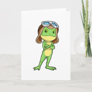 Carte Grenouille comme pilote avec Casquette et lunettes