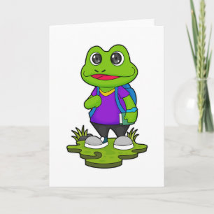Carte Grenouille comme randonneur avec sac à dos