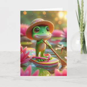 Carte Grenouille d'anniversaire sur une tongs
