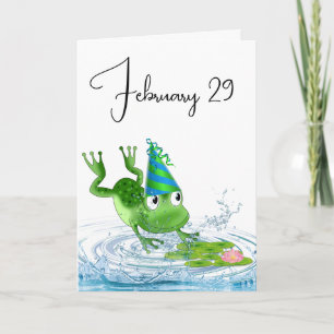 Carte Grenouille de fête pour l'année bissextile Anniver